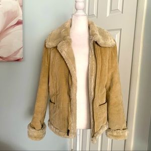 XOXO Genuine Leather/Suede Beige Coat 🧥 Medium